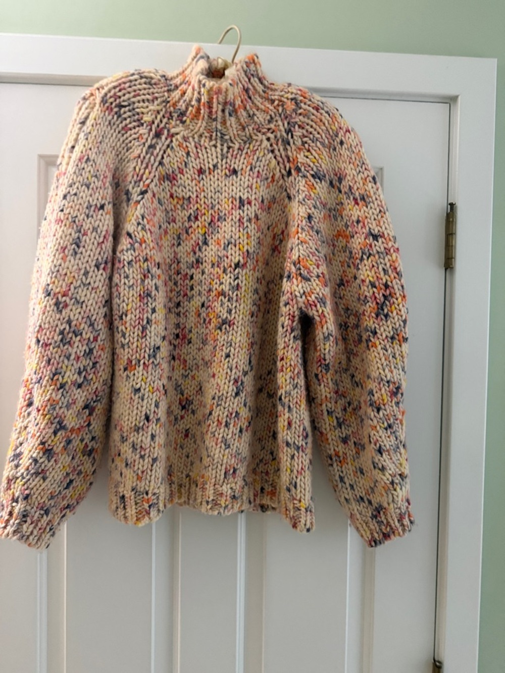 Ulla Johnson Cream Speckled Multicolor Turtleneck Sweater